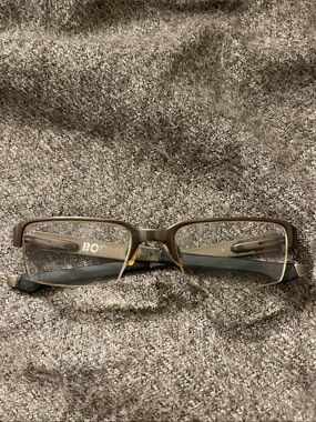 Oakley Men's Rectangular Brown and Black Metal Frame Glasses